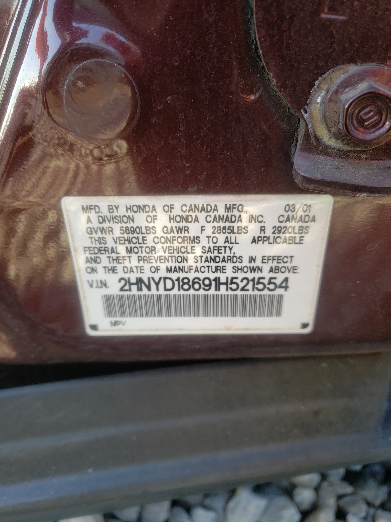 2HNYD18691H521554 2001 Acura Mdx Touring