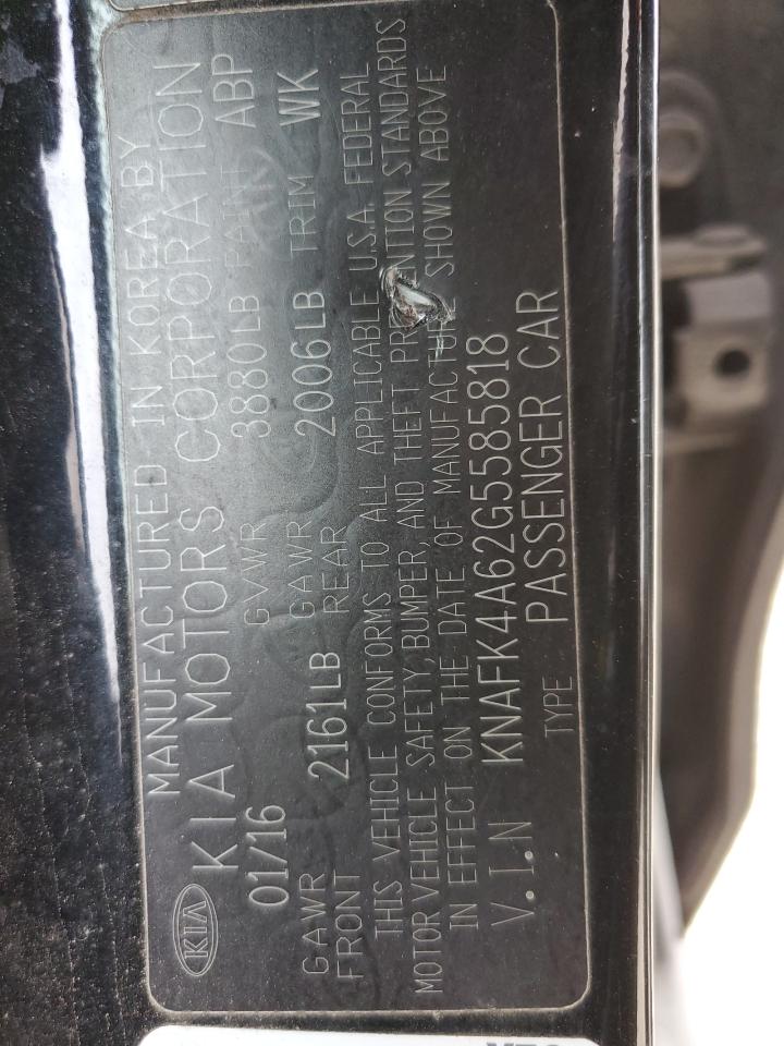 2016 Kia Forte Lx VIN: KNAFK4A62G5585818 Lot: 47506604