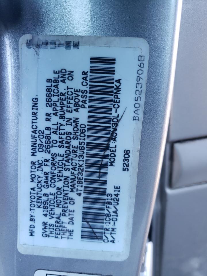 4T1BE32K13U651060 2003 Toyota Camry Le