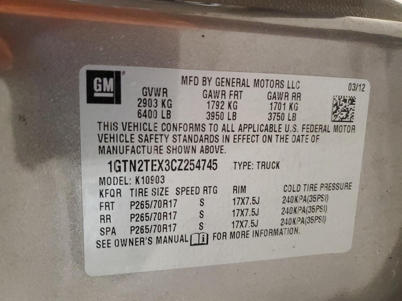 1GTN2TEX3CZ254745 2012 GMC Sierra K1500