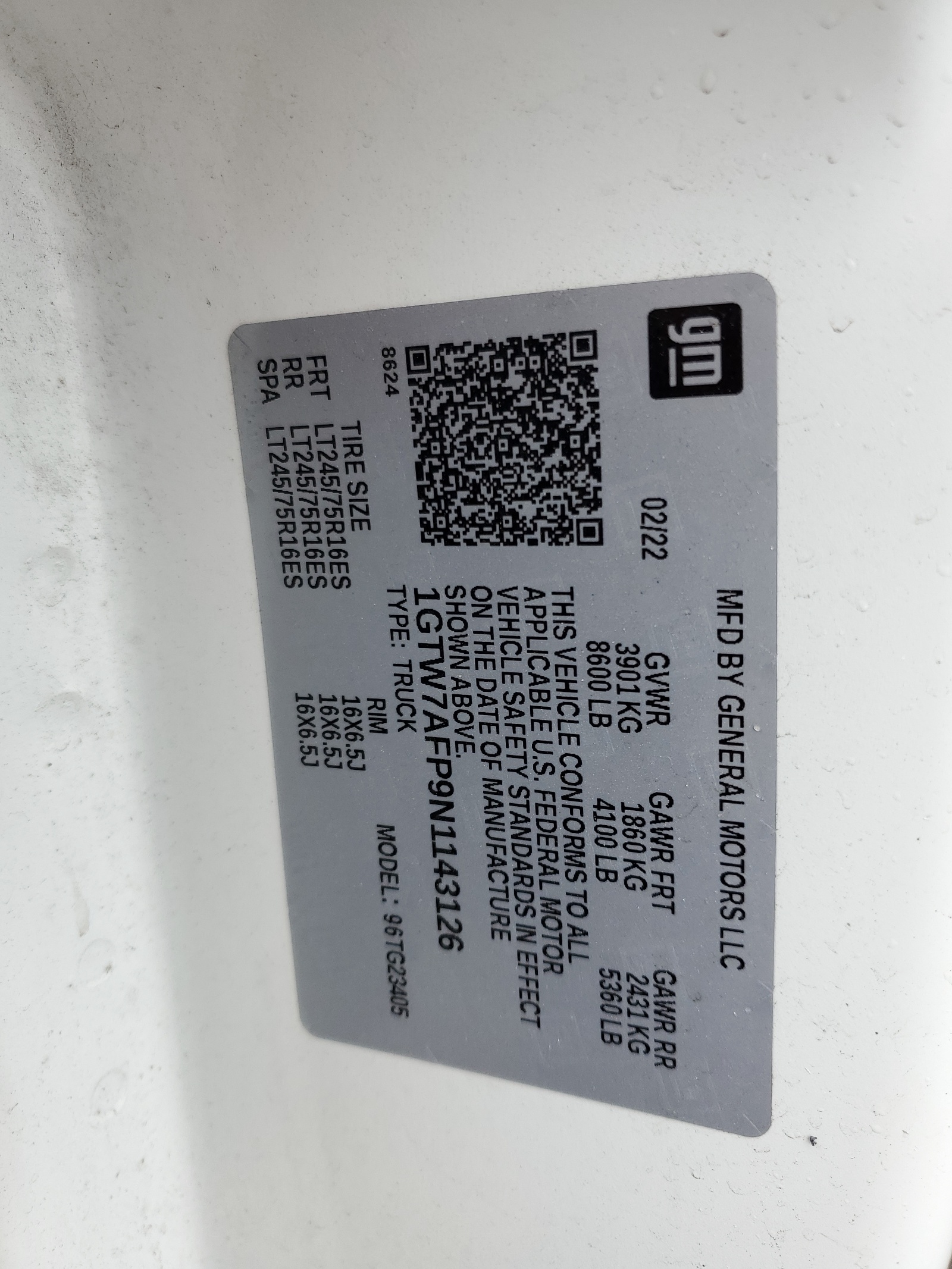 1GTW7AFP9N1143126 2022 GMC Savana G2500