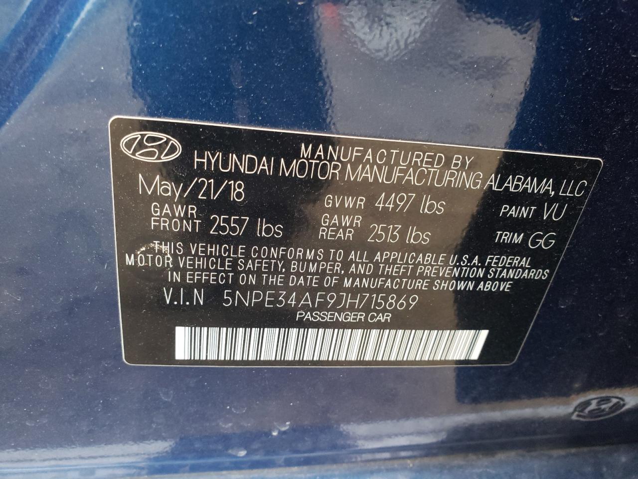 5NPE34AF9JH715869 2018 Hyundai Sonata Sport