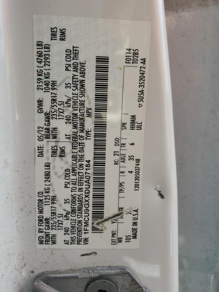 2013 Ford Escape Se VIN: 1FMCU9GXXDUA07184 Lot: 46096204