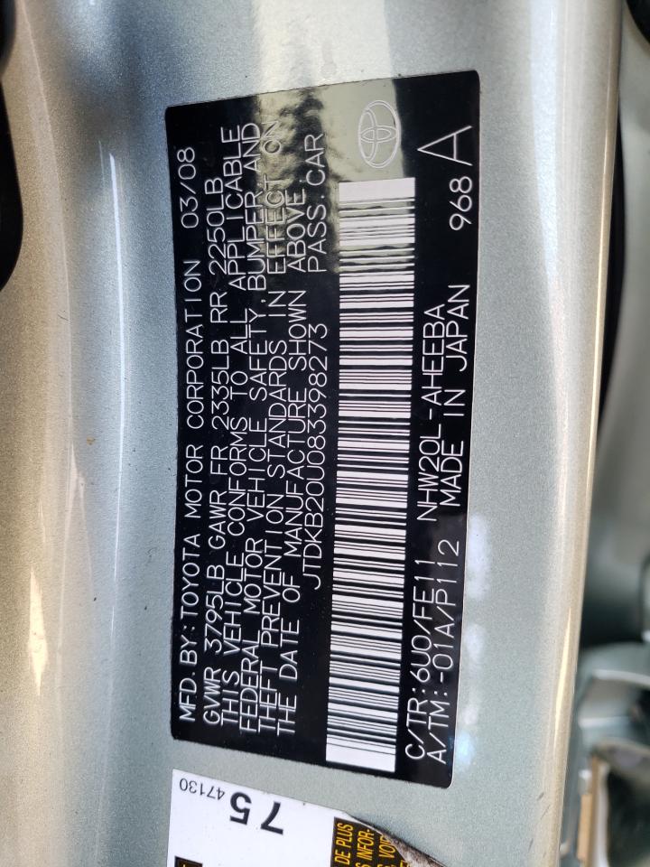 JTDKB20U083398273 2008 Toyota Prius