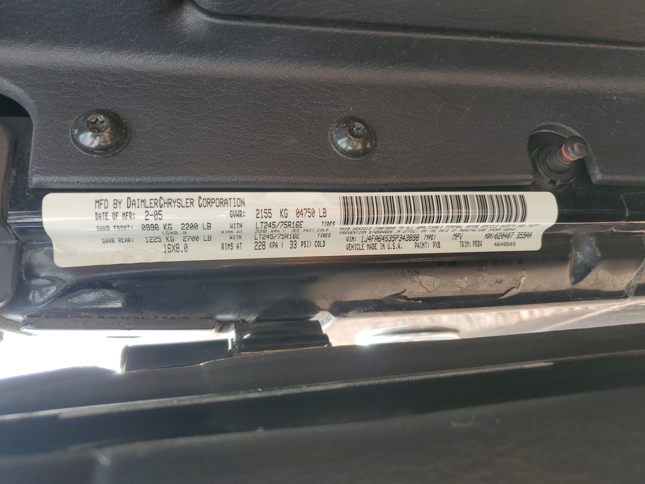 1J4FA64S35P343898 2005 Jeep Wrangler / Tj Unlimited Rubicon