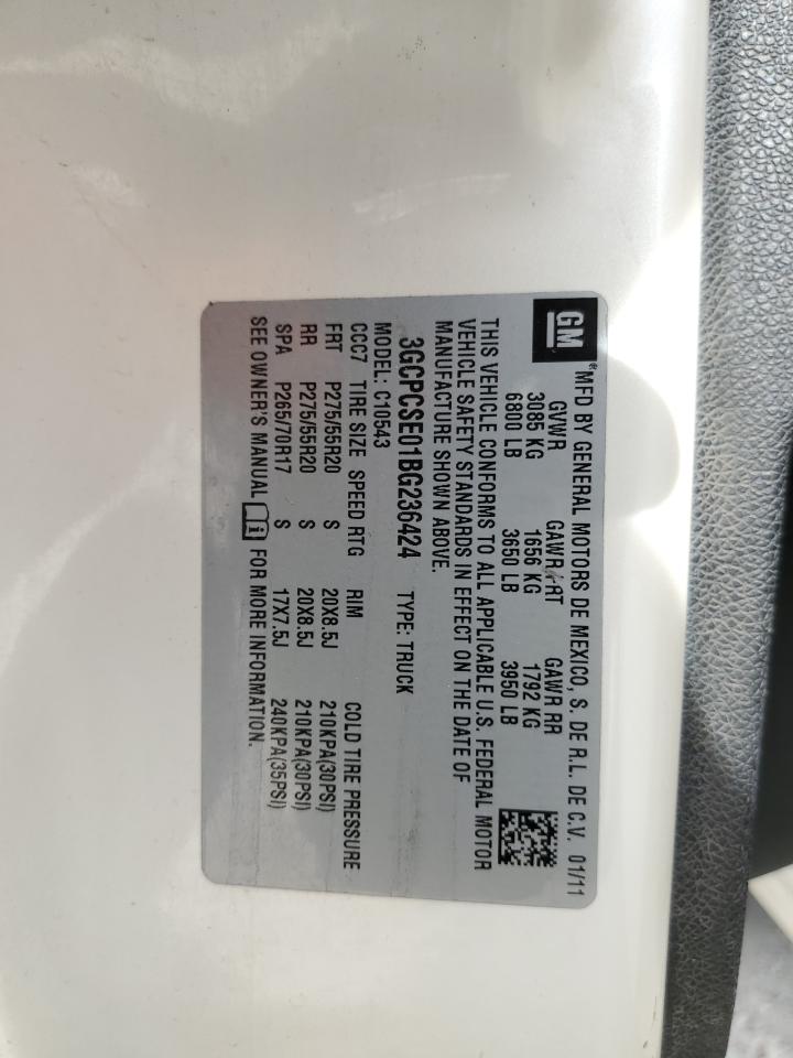 2011 Chevrolet Silverado C1500 Lt VIN: 3GCPCSE01BG236424 Lot: 53326735