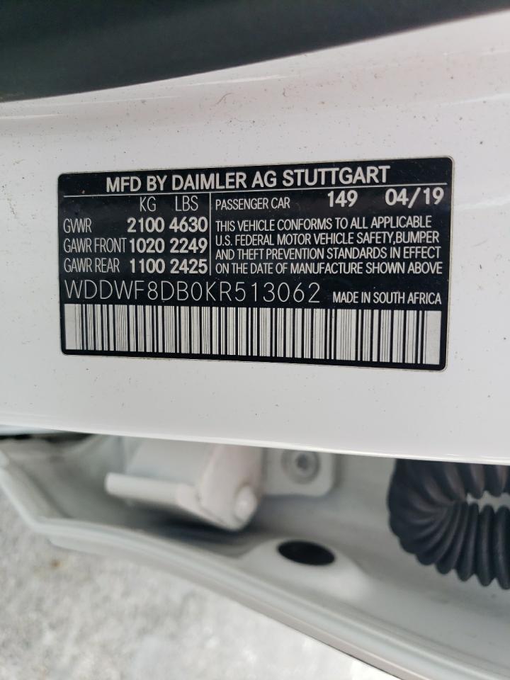 2019 Mercedes-Benz C 300 VIN: WDDWF8DB0KR513062 Lot: 46716014