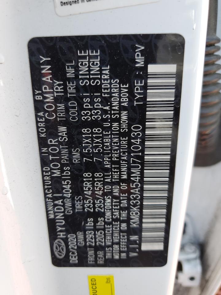 2021 Hyundai Kona Limited VIN: KM8K33A54MU710430 Lot: 48416994