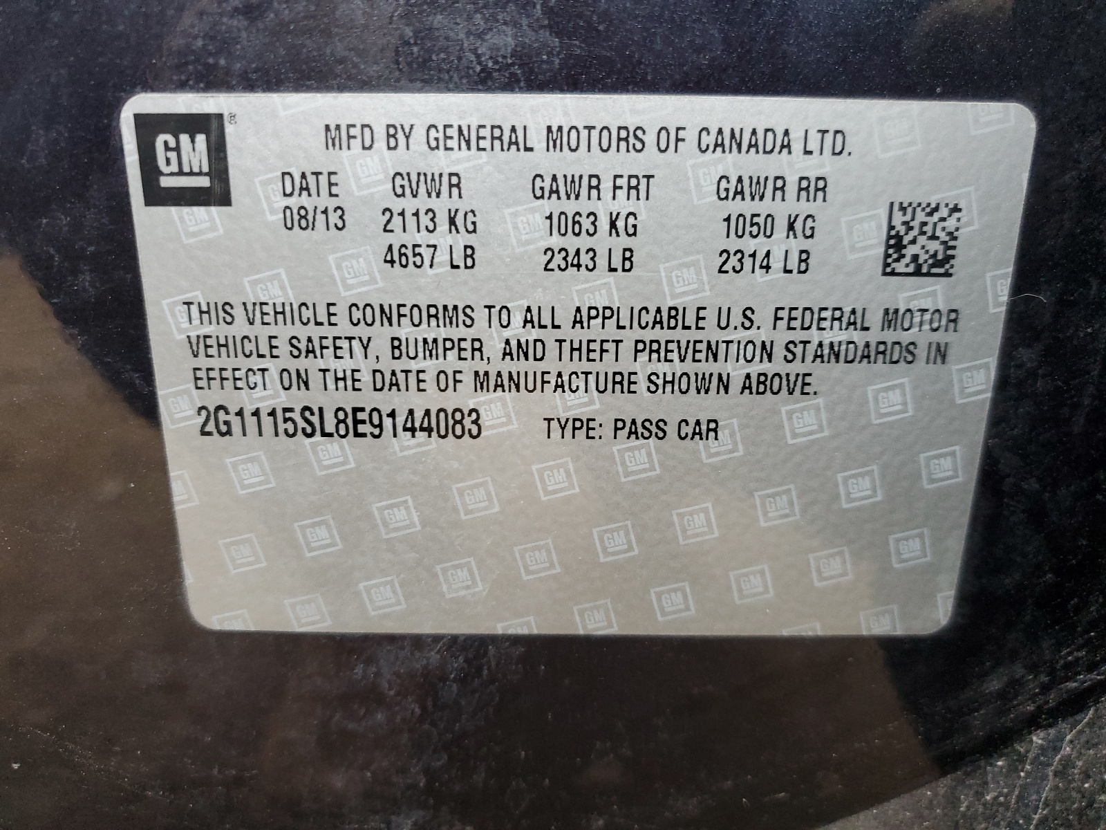 2G1115SL8E9144083 2014 Chevrolet Impala Lt