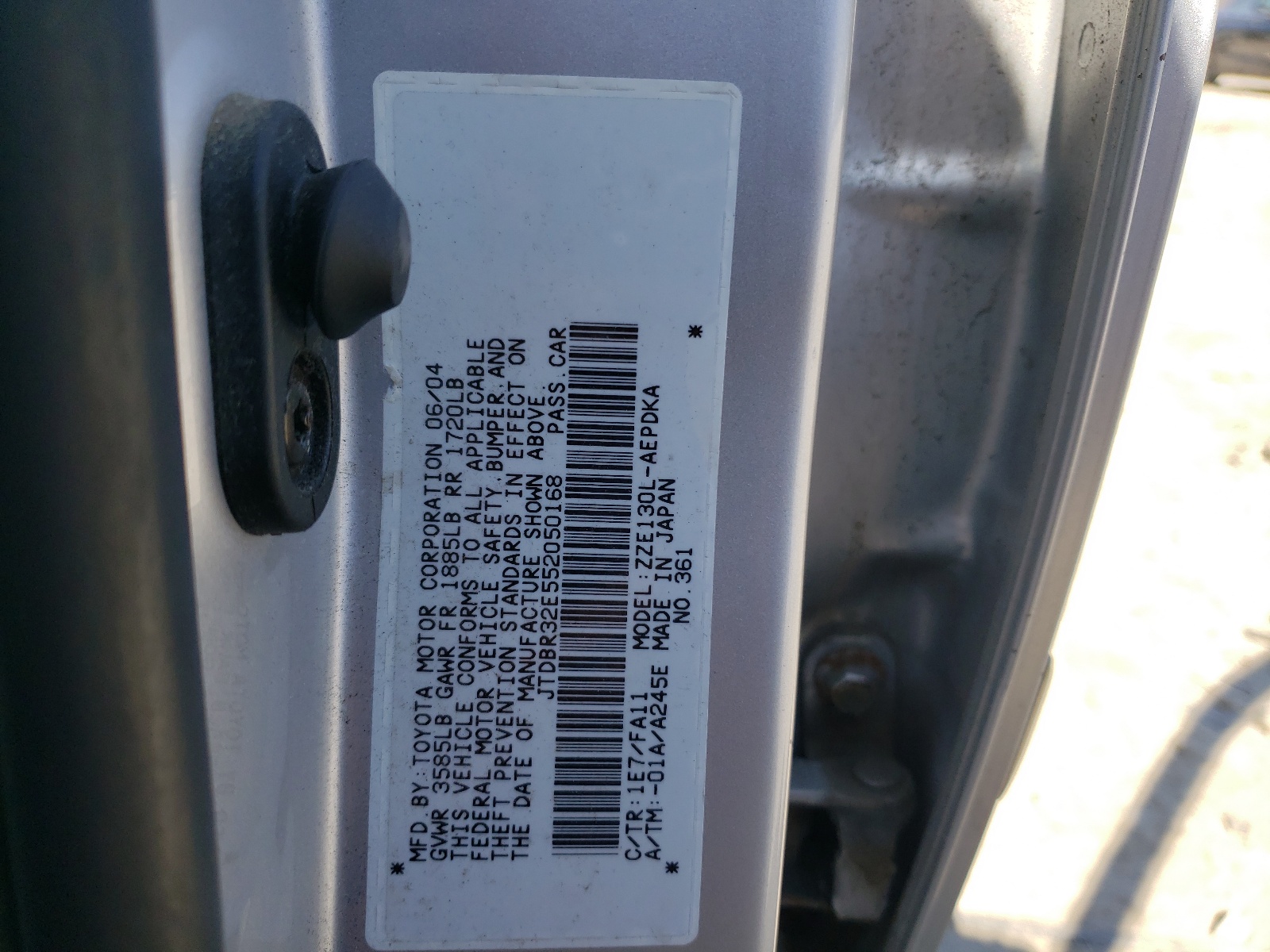 JTDBR32E552050168 2005 Toyota Corolla Ce