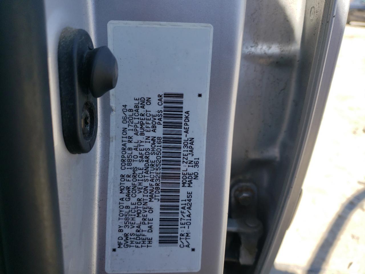 2005 Toyota Corolla Ce VIN: JTDBR32E552050168 Lot: 46900944