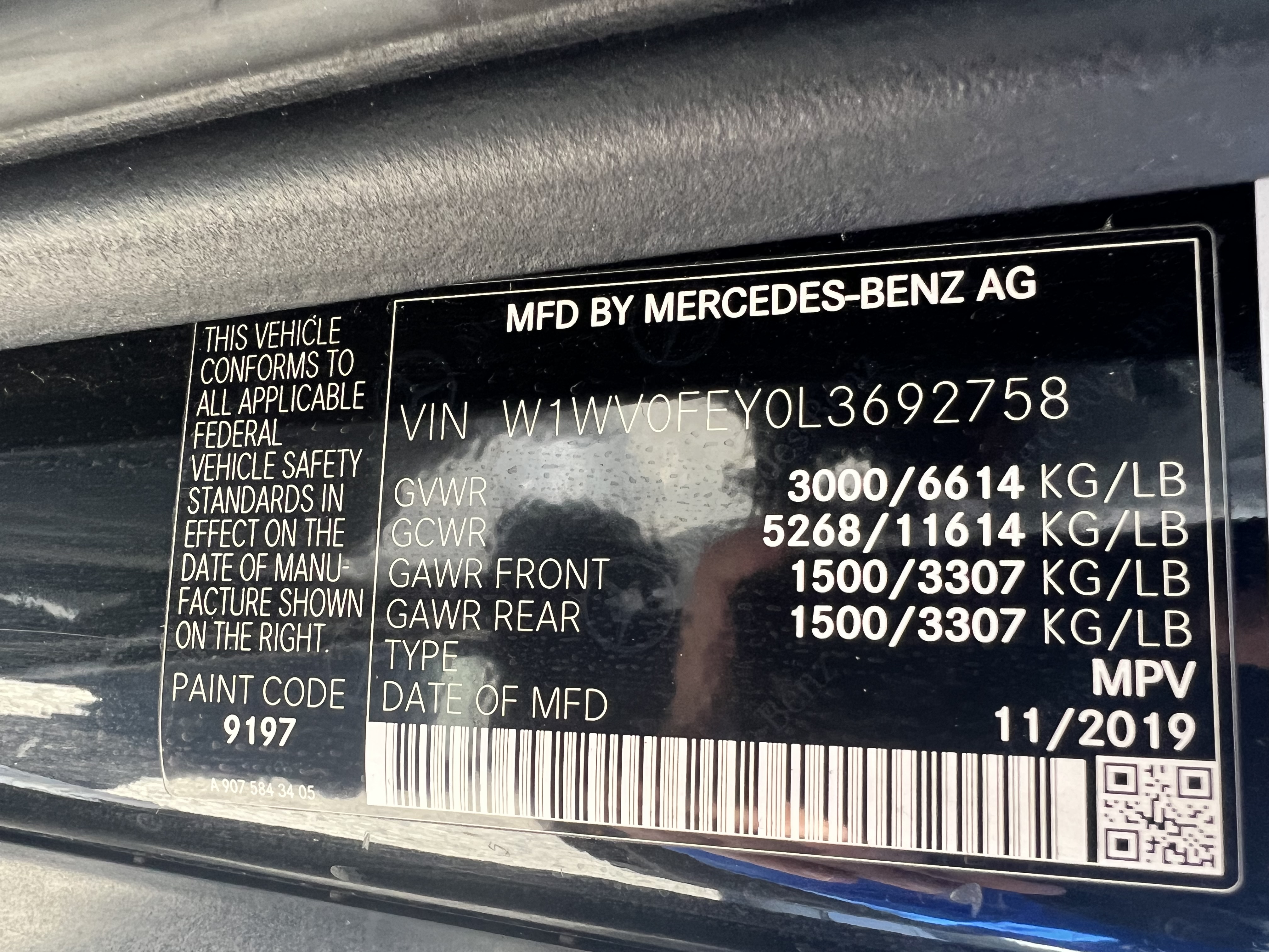 W1WV0FEY0L3692758 2020 Mercedes-Benz Metris