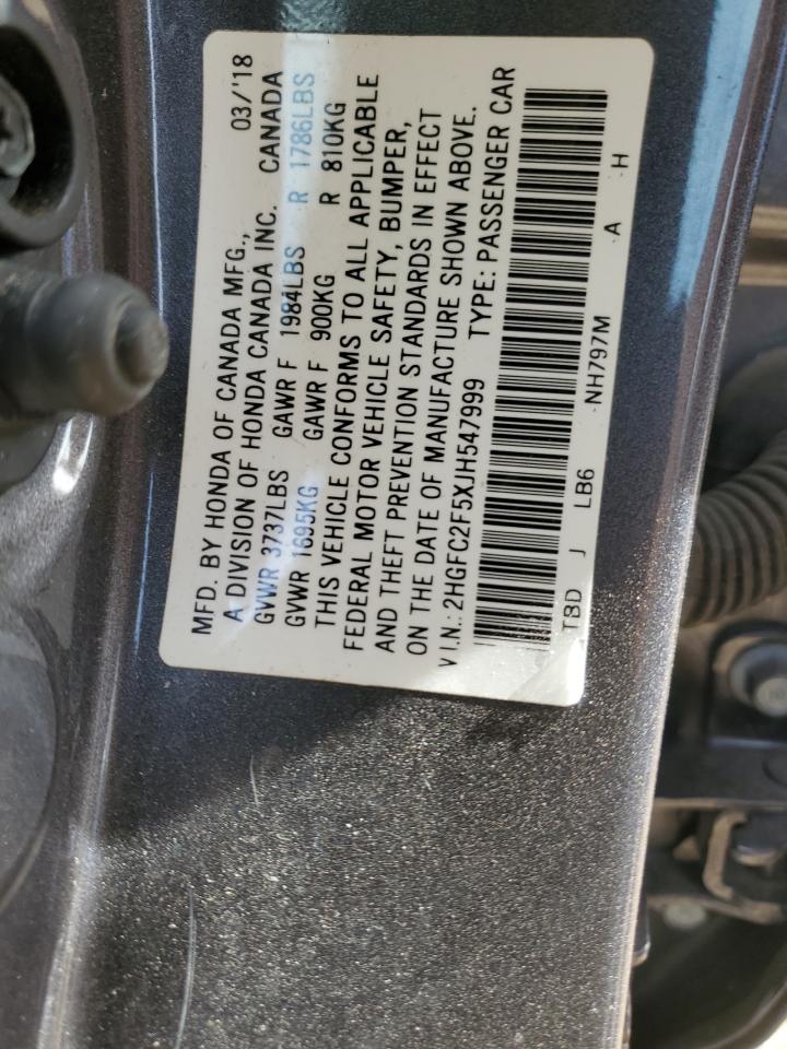 2HGFC2F5XJH547999 2018 Honda Civic Lx