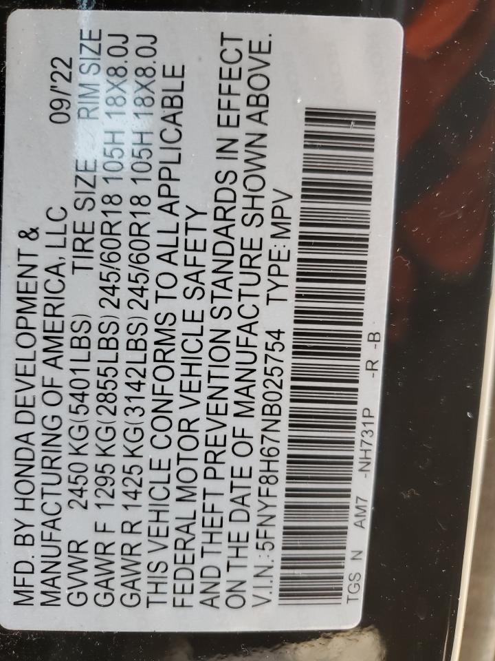 5FNYF8H67NB025754 2022 HONDA PASSPORT - Image 13