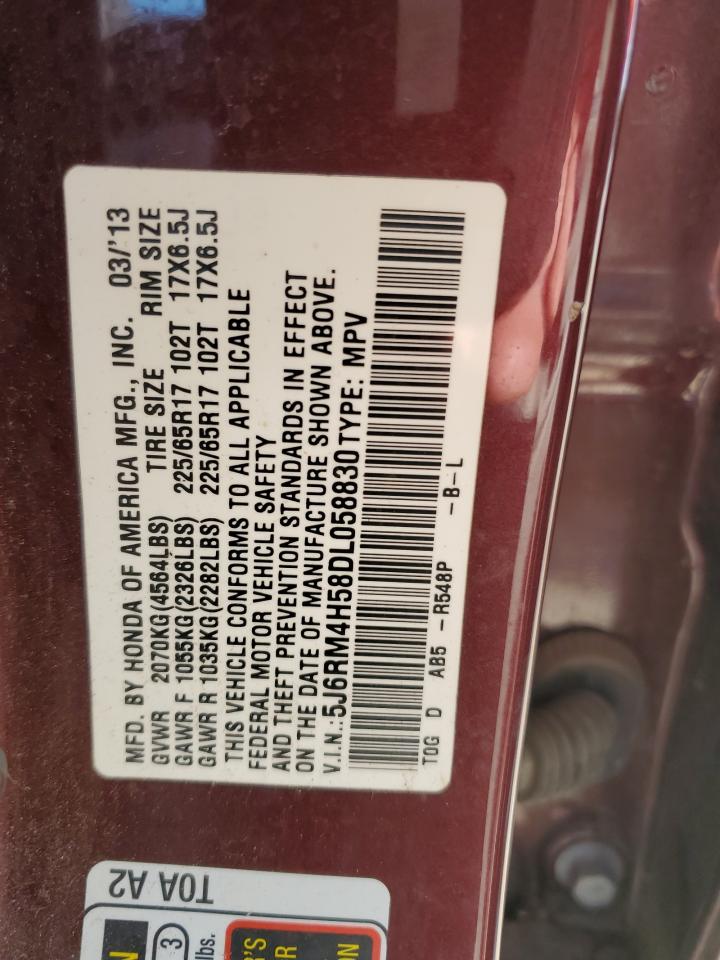 2013 Honda Cr-V Ex VIN: 5J6RM4H58DL058830 Lot: 47624044