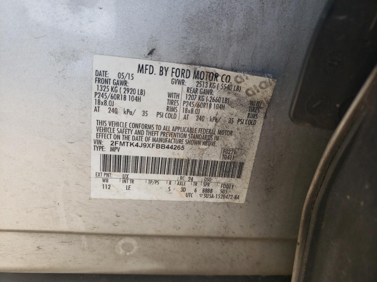 2FMTK4J9XFBB44265 2015 FORD EDGE - Image 12
