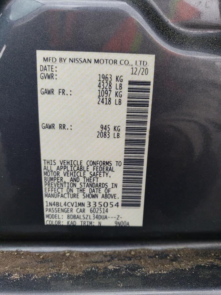 1N4BL4CV1MN335054 2021 Nissan Altima Sr