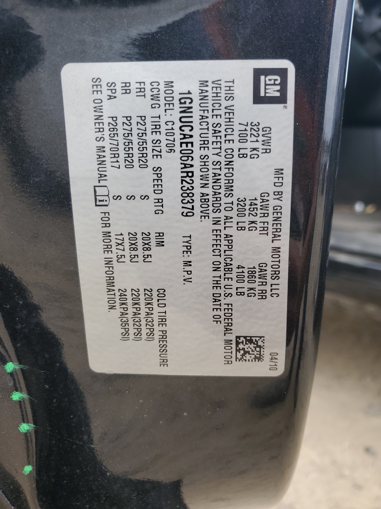 1GNUCAE06AR238379 2010 Chevrolet Tahoe C1500 Ls