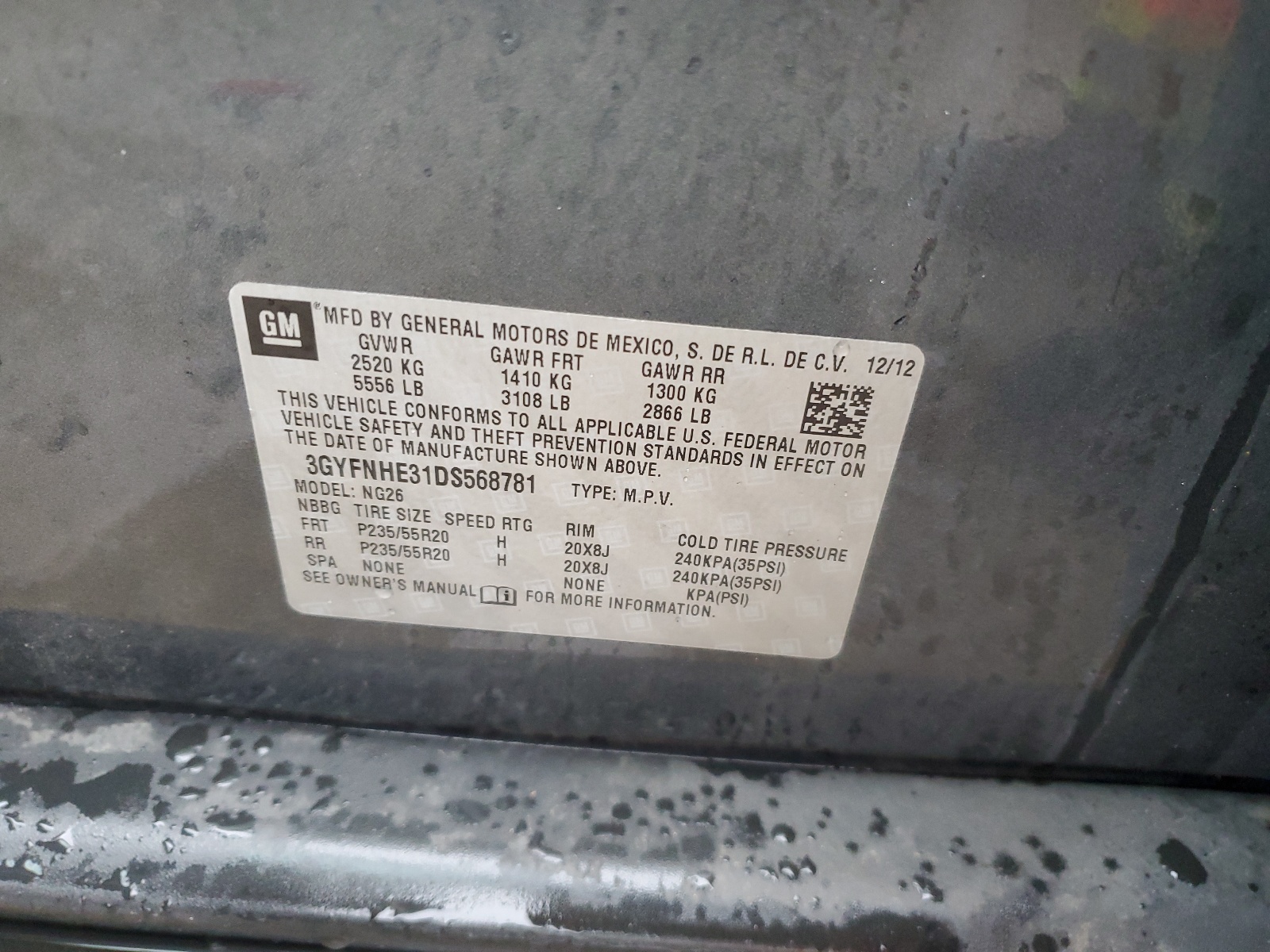 3GYFNHE31DS568781 2013 Cadillac Srx Performance Collection