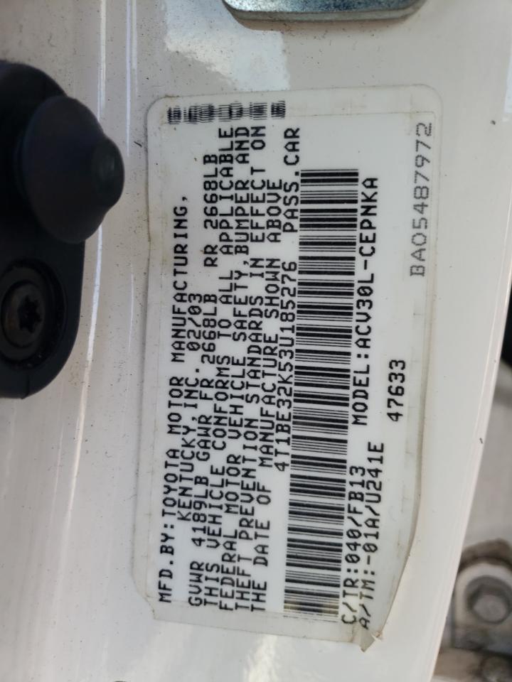 2003 Toyota Camry Le VIN: 4T1BE32K53U185276 Lot: 46933844