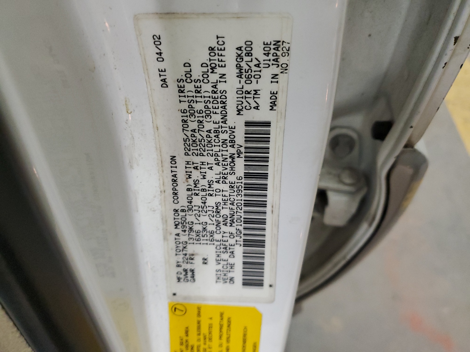 JTJGF10U720139516 2002 Lexus Rx 300