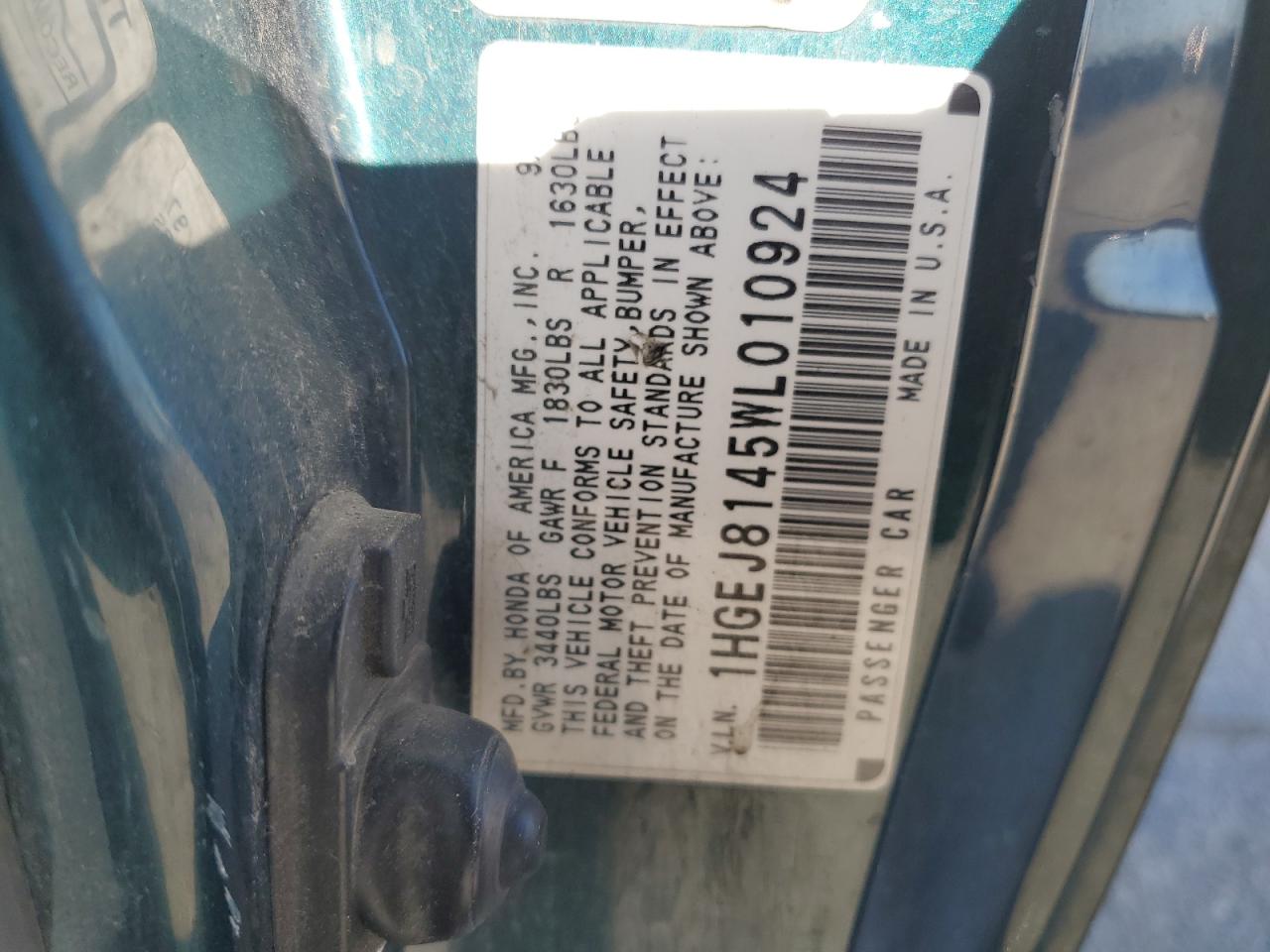 1998 Honda Civic Ex VIN: 1HGEJ8145WL010924 Lot: 64041315