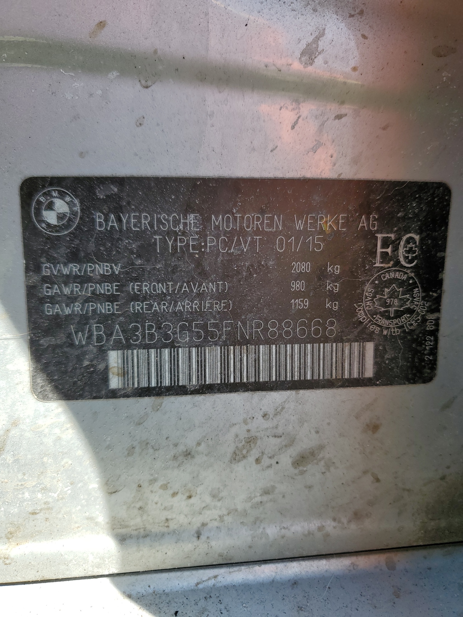 WBA3B3G55FNR88668 2015 BMW 328 Xi