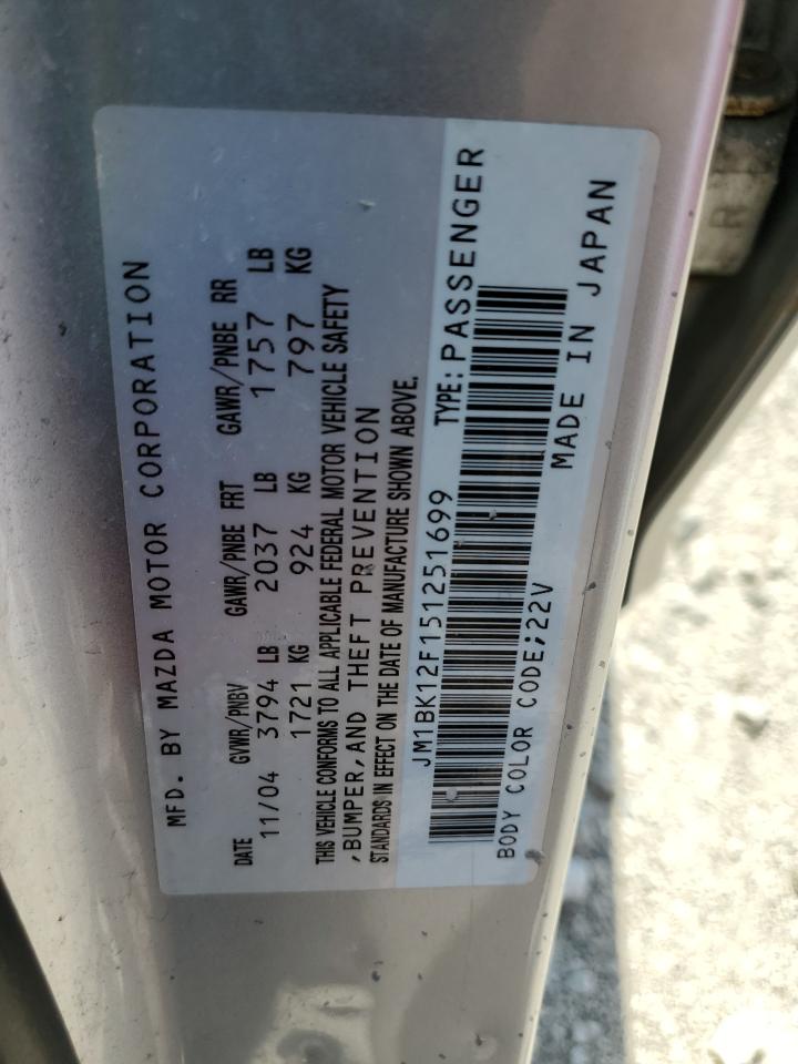 JM1BK12F151251699 2005 Mazda 3 I