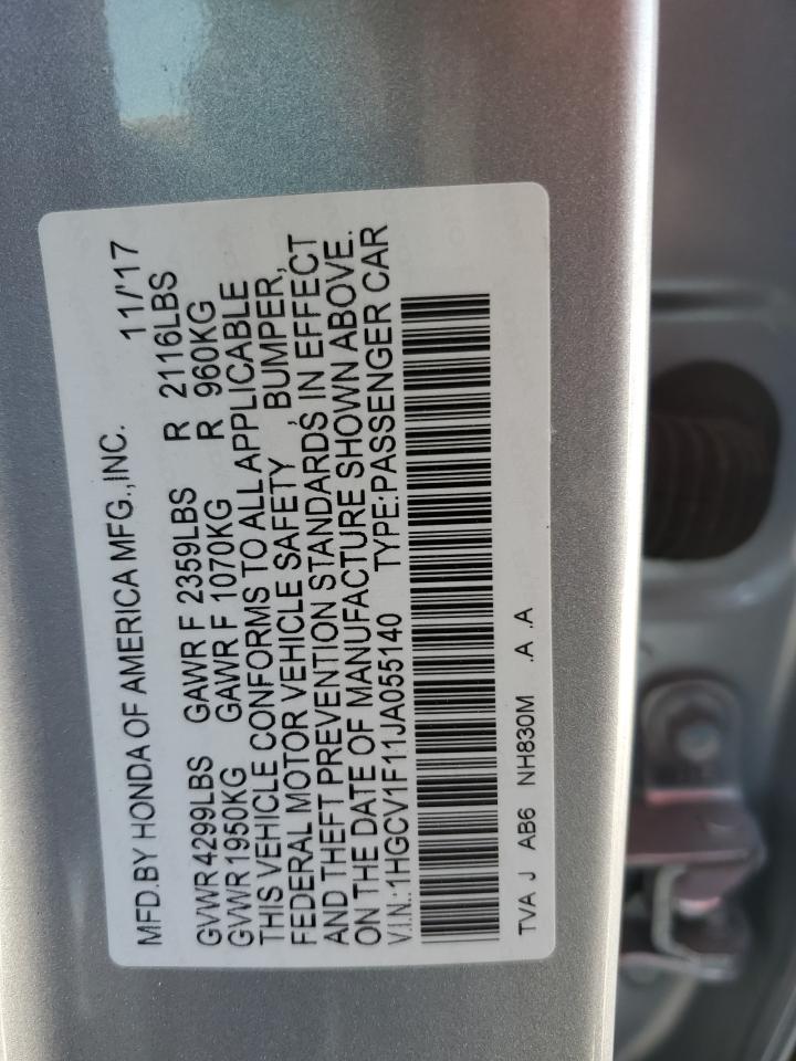 1HGCV1F11JA055140 2018 Honda Accord Lx