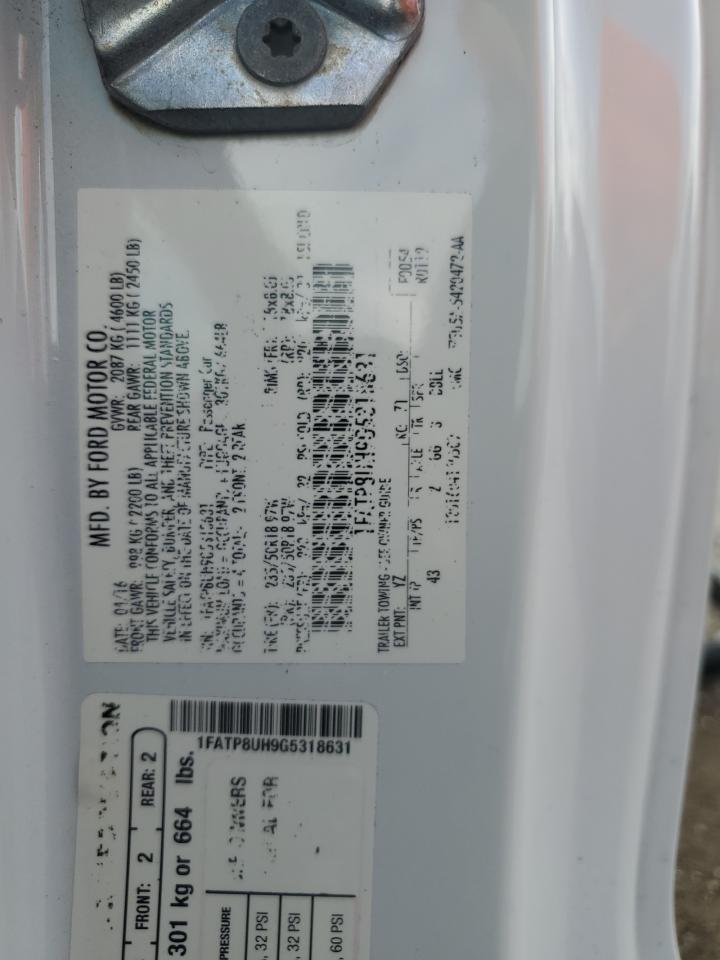 2016 Ford Mustang VIN: 1FATP8UH9G5318631 Lot: 46348824