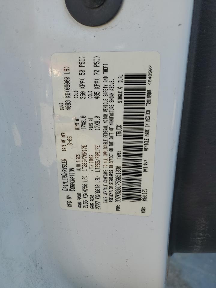 2005 Dodge Ram 2500 St VIN: 3D7KR28C75G851830 Lot: 53507344