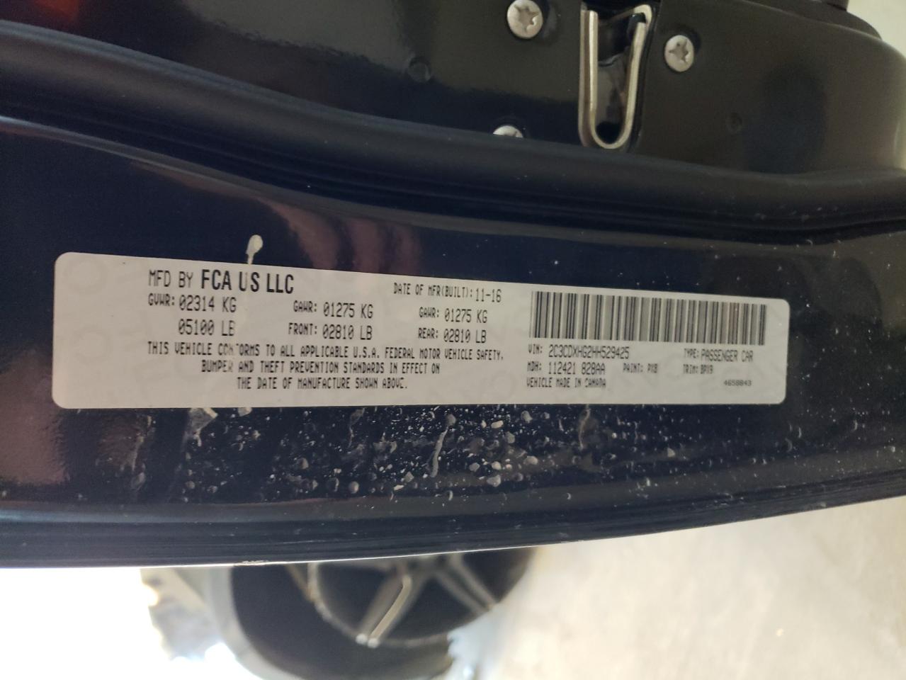 2017 Dodge Charger Sxt VIN: 2C3CDXHG2HH529425 Lot: 48008464