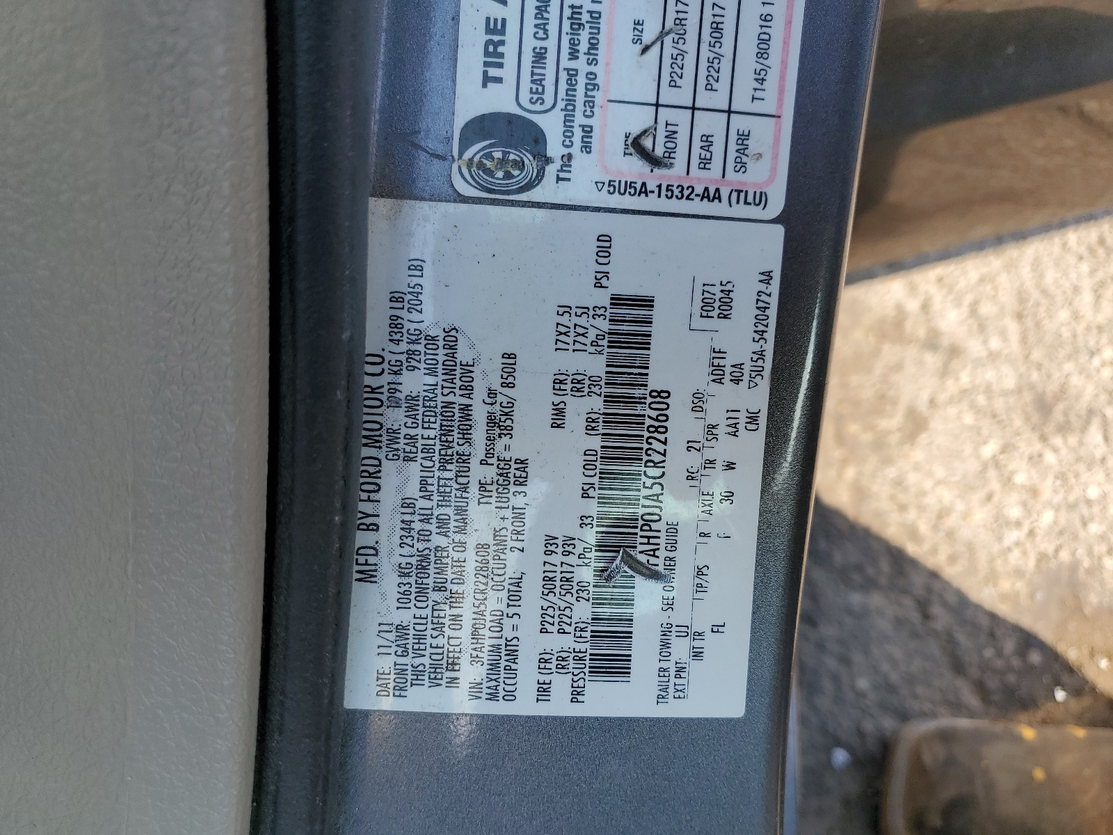 3FAHP0JA5CR228608 2012 Ford Fusion Sel