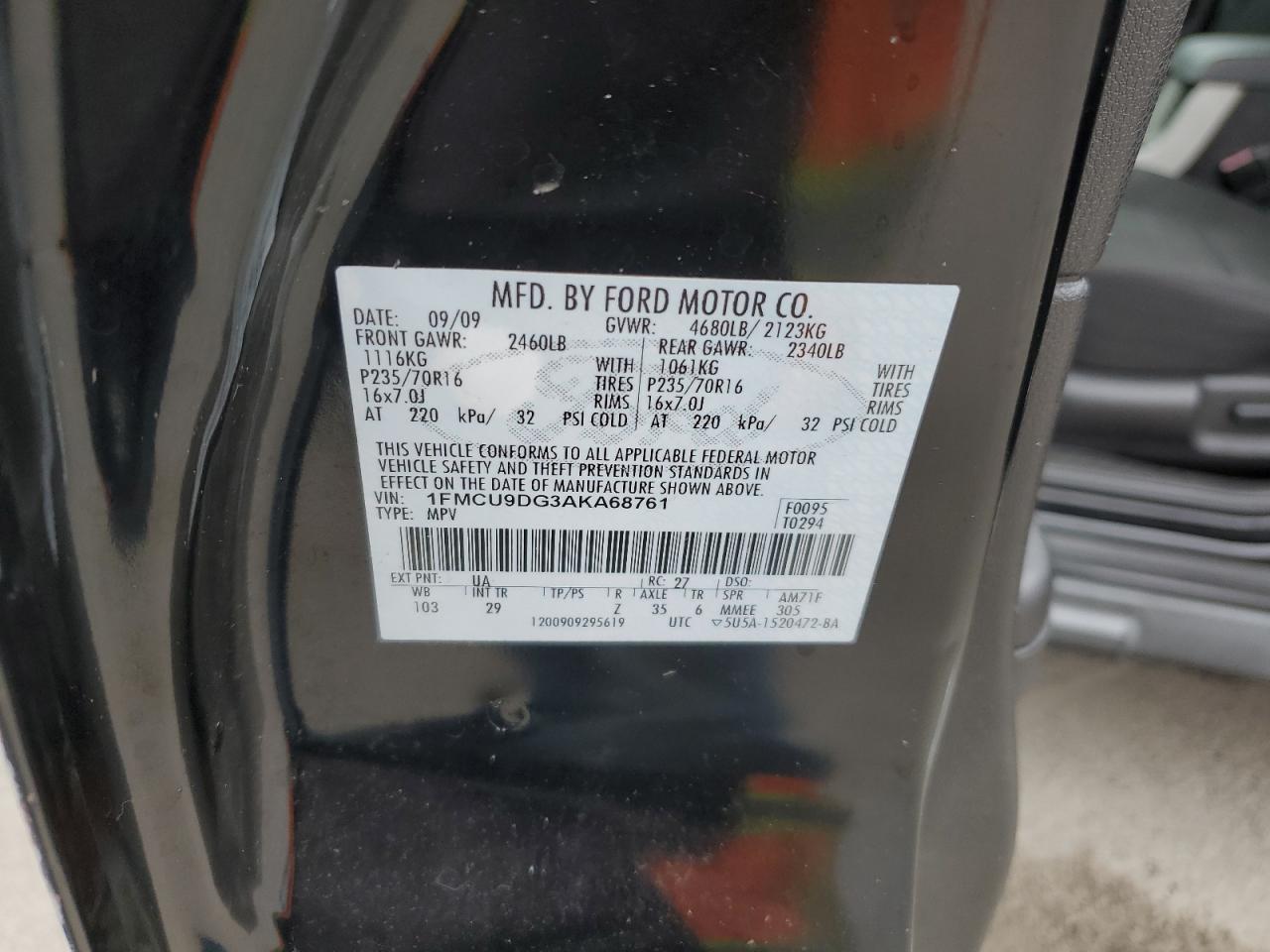 1FMCU9DG3AKA68761 2010 Ford Escape Xlt