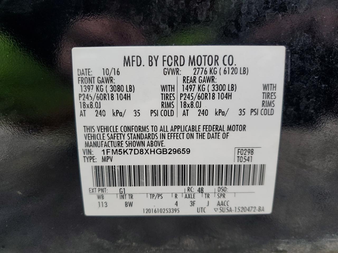 1FM5K7D8XHGB29659 2017 FORD EXPLORER - Image 16