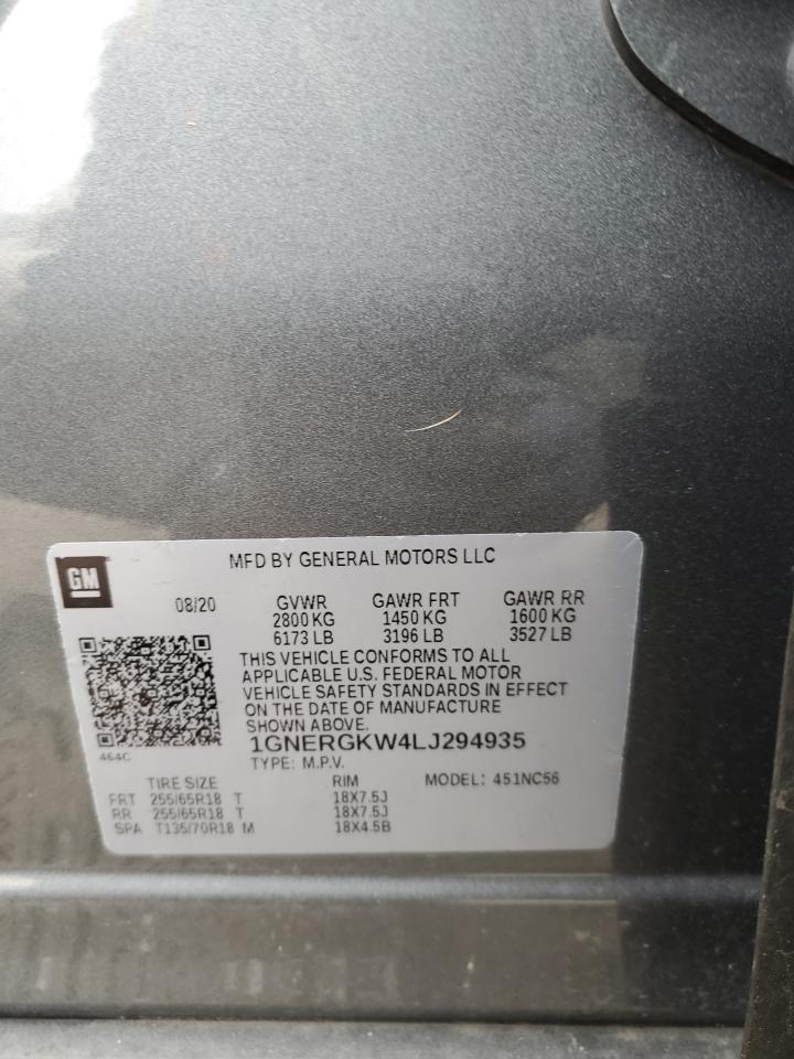 2020 Chevrolet Traverse Lt VIN: 1GNERGKW4LJ294935 Lot: 45224984