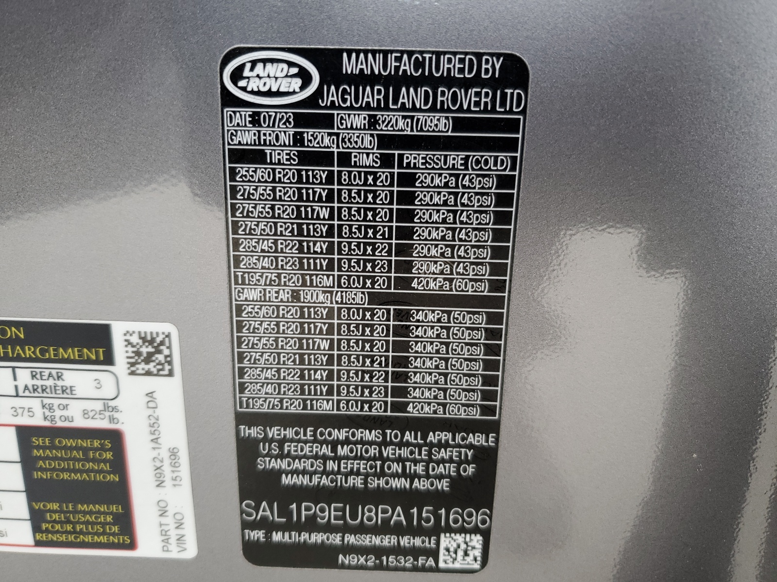 SAL1P9EU8PA151696 2023 Land Rover Range Rover Sport Dynamic Se