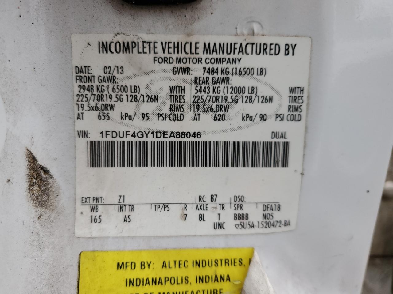 2013 Ford F450 Super Duty VIN: 1FDUF4GY1DEA88046 Lot: 52542254