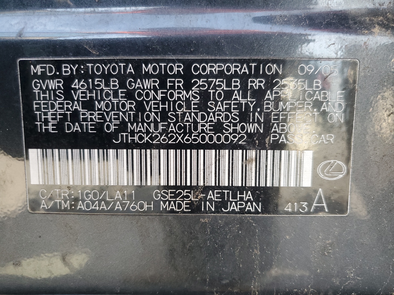 JTHCK262X65000092 2006 Lexus Is 250