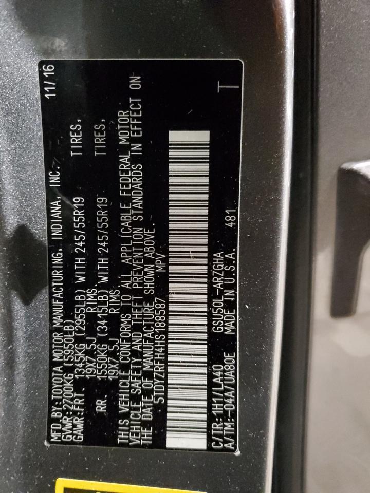 2017 Toyota Highlander Limited VIN: 5TDYZRFH4HS188587 Lot: 45690674