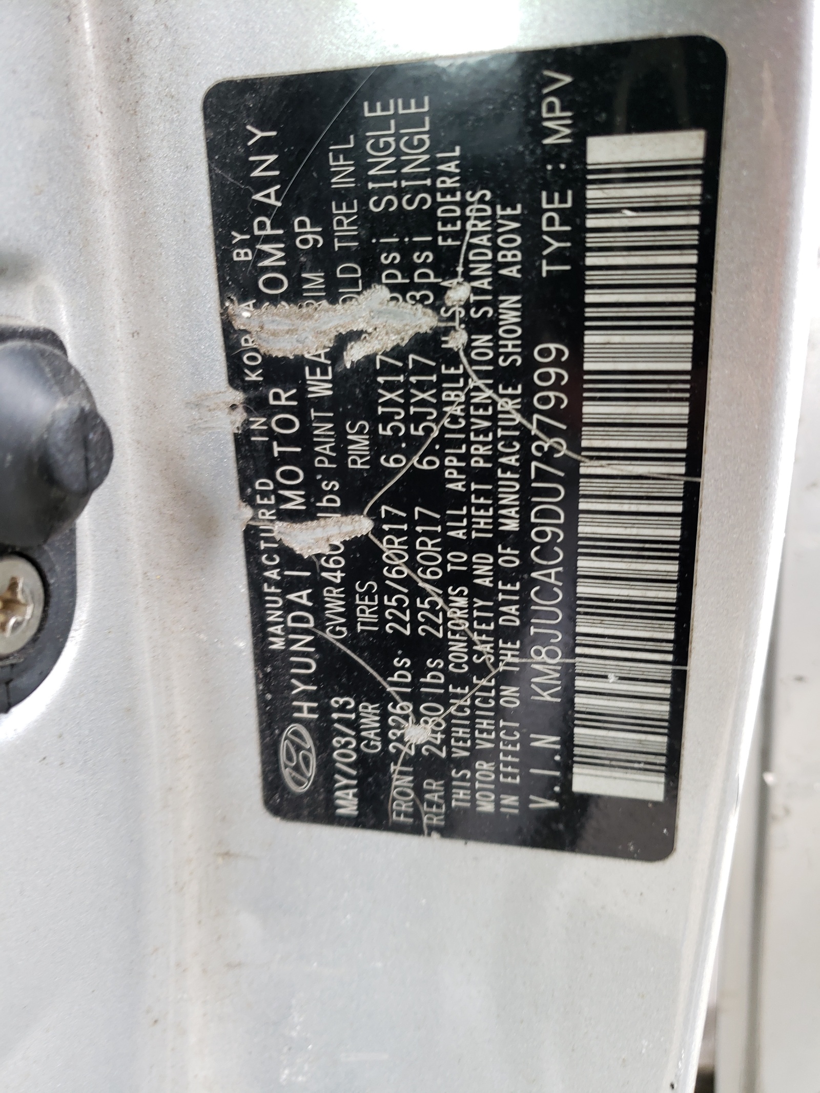 KM8JUCAC9DU737999 2013 Hyundai Tucson Gls