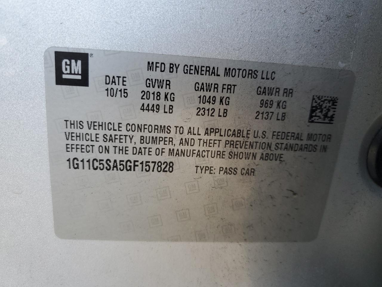 1G11C5SA5GF157828 2016 CHEVROLET MALIBU - Image 13