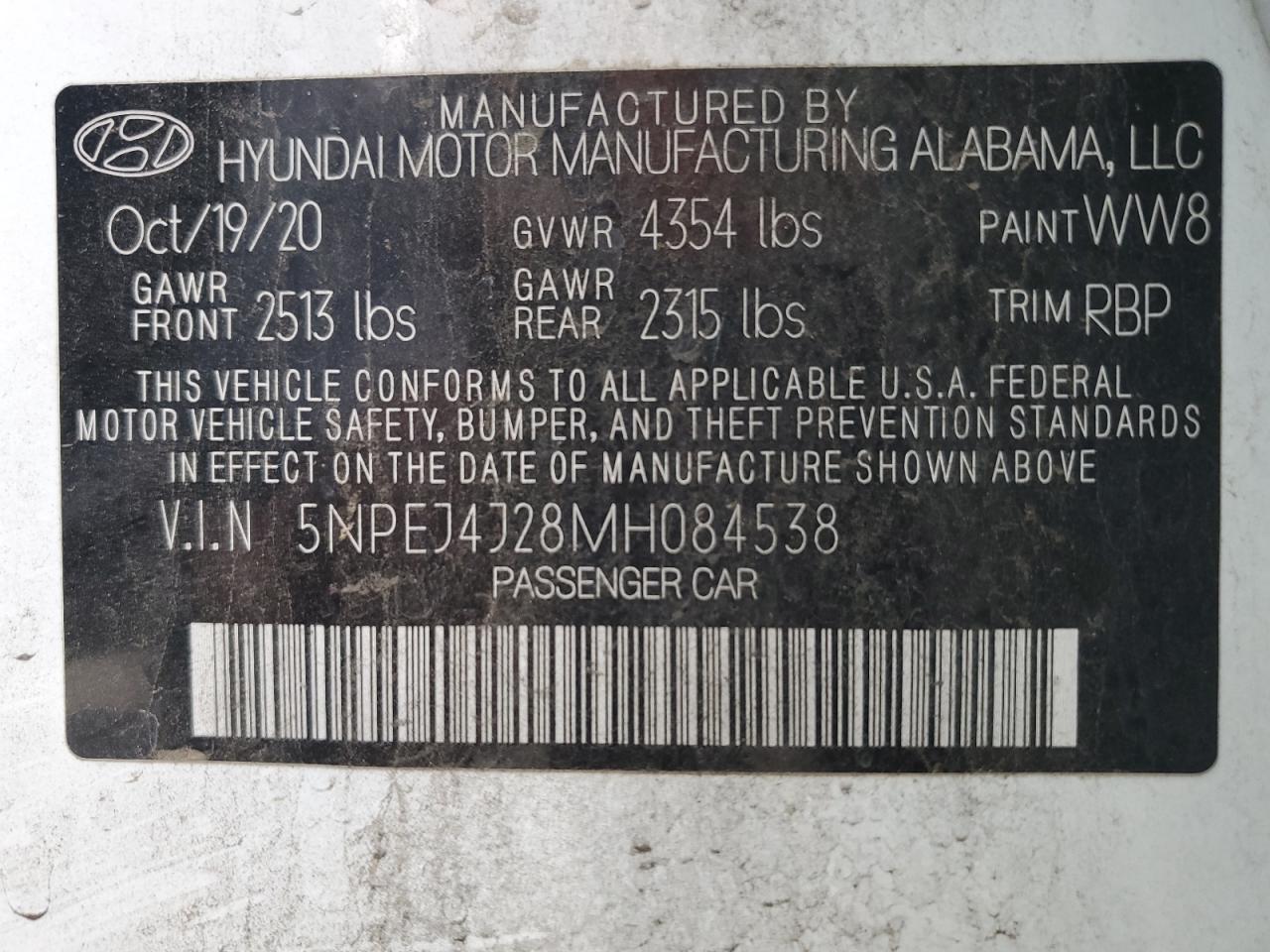 2021 Hyundai Sonata Sel Plus VIN: 5NPEJ4J28MH084538 Lot: 48932784