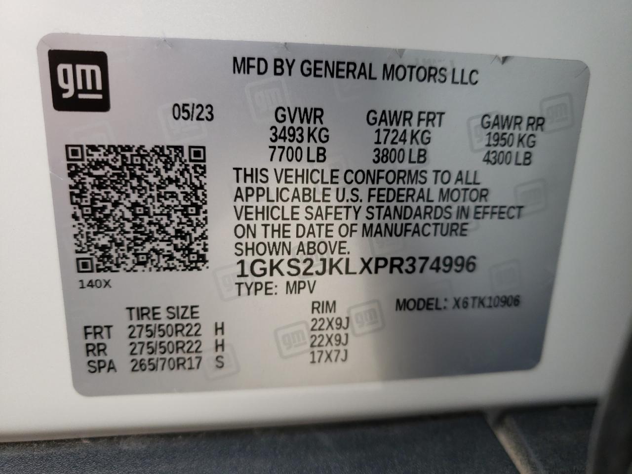 2023 GMC Yukon Xl Denali VIN: 1GKS2JKLXPR374996 Lot: 46865054