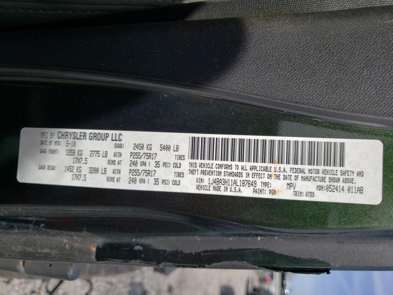 2010 Jeep Wrangler Unlimited Sport VIN: 1J4BA3H11AL187649 Lot: 45818174