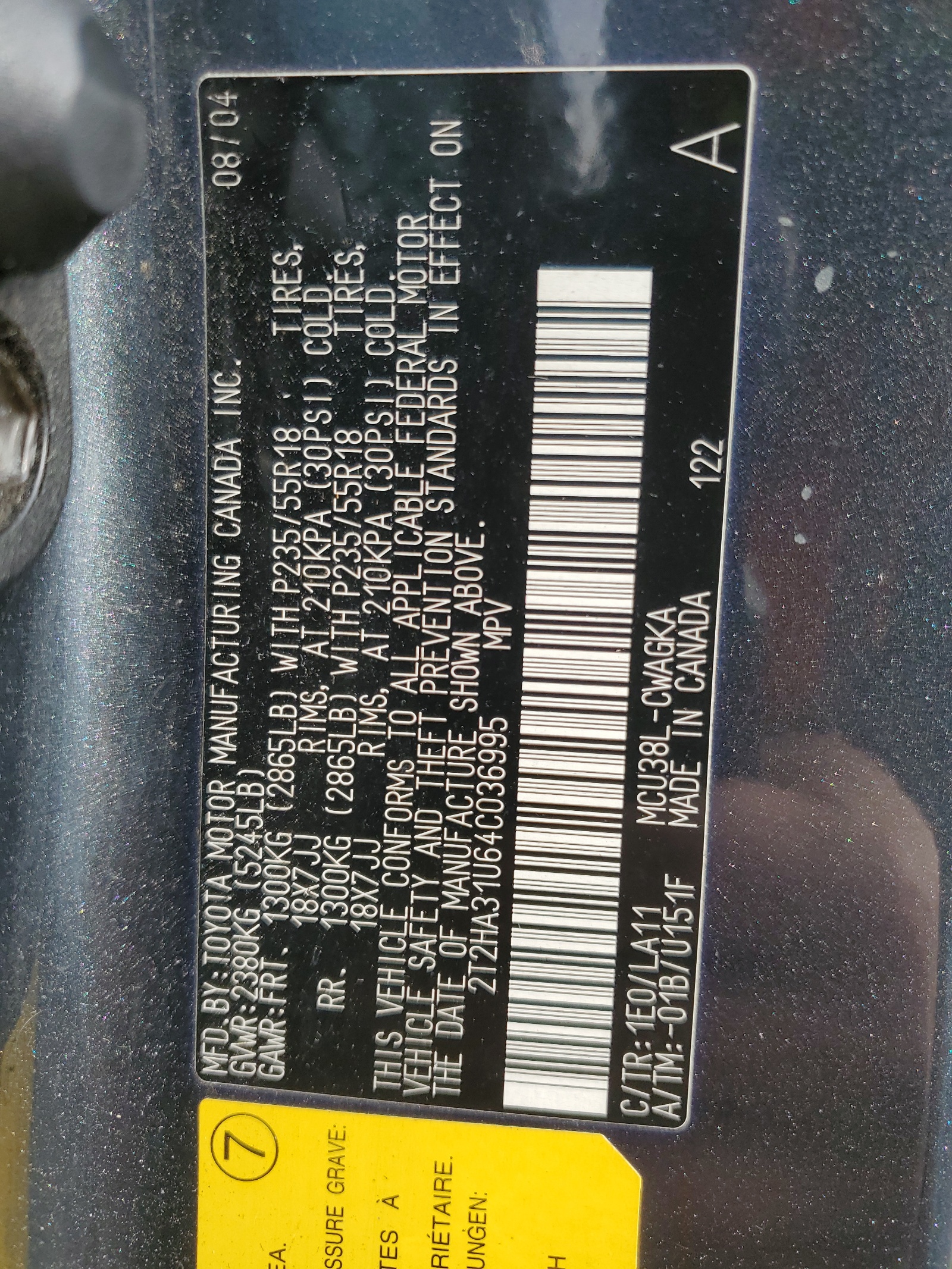 2T2HA31U64C036995 2004 Lexus Rx 330