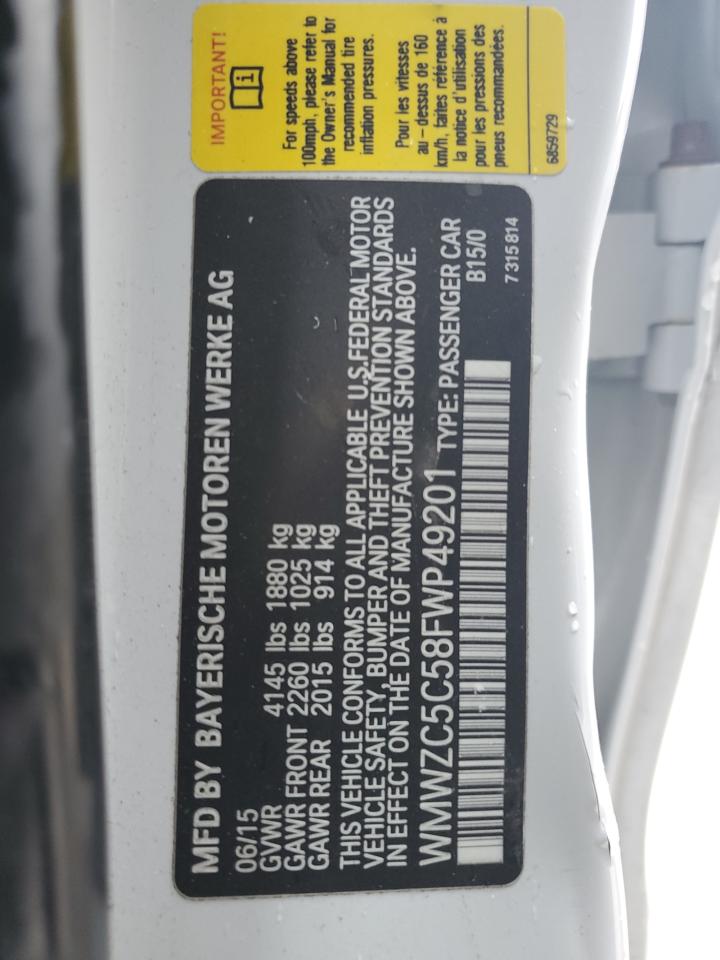 2015 Mini Cooper S Countryman VIN: WMWZC5C58FWP49201 Lot: 59711644