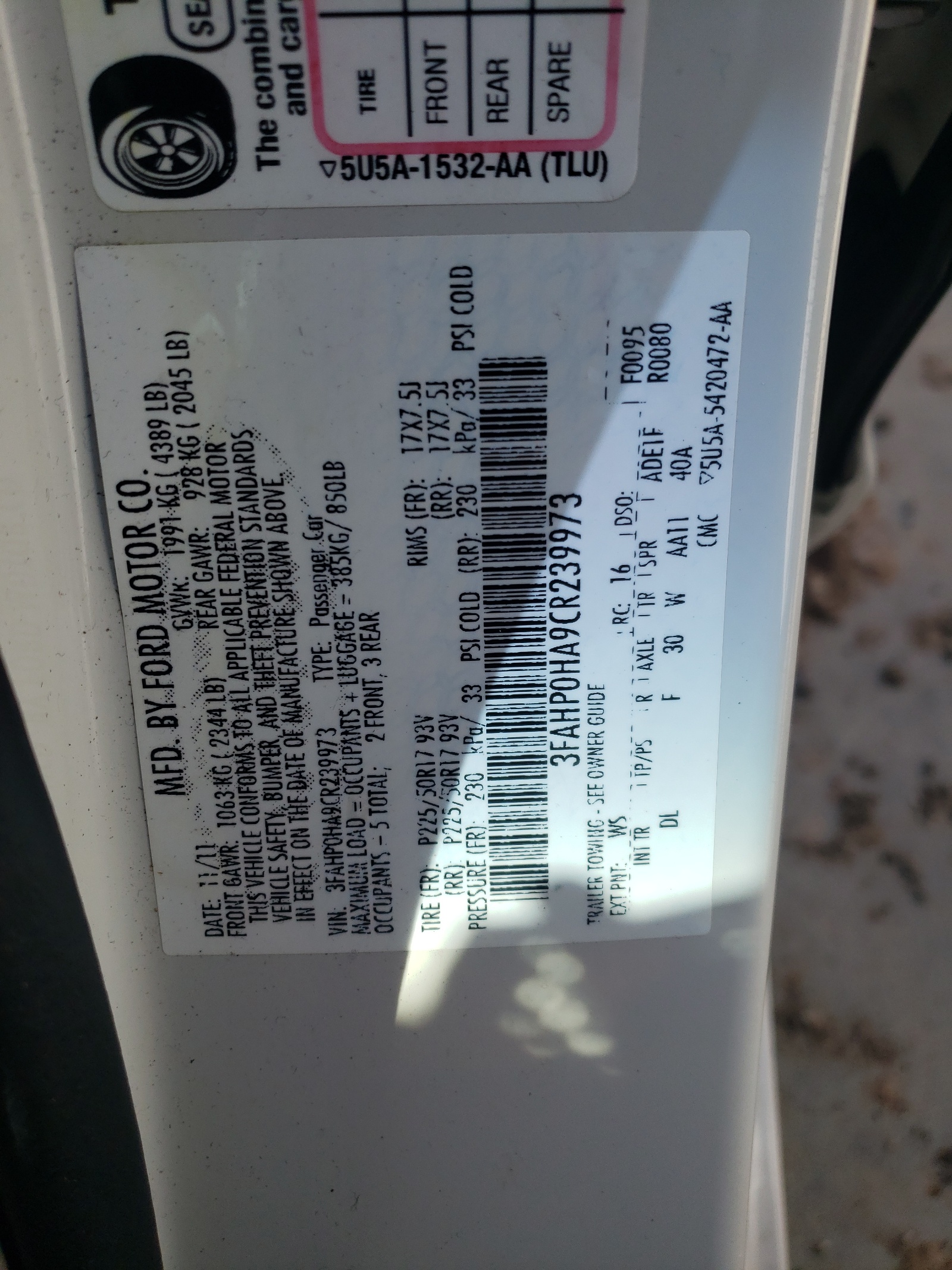 3FAHP0HA9CR239973 2012 Ford Fusion Se