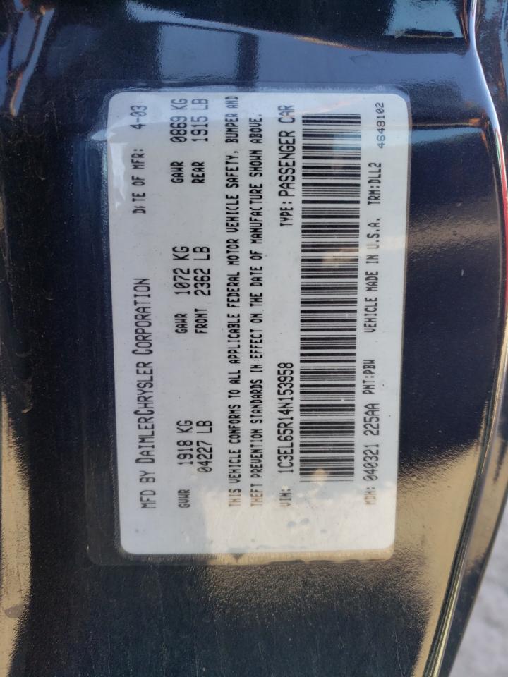 2004 Chrysler Sebring Limited VIN: 1C3EL65R14N153958 Lot: 47813024