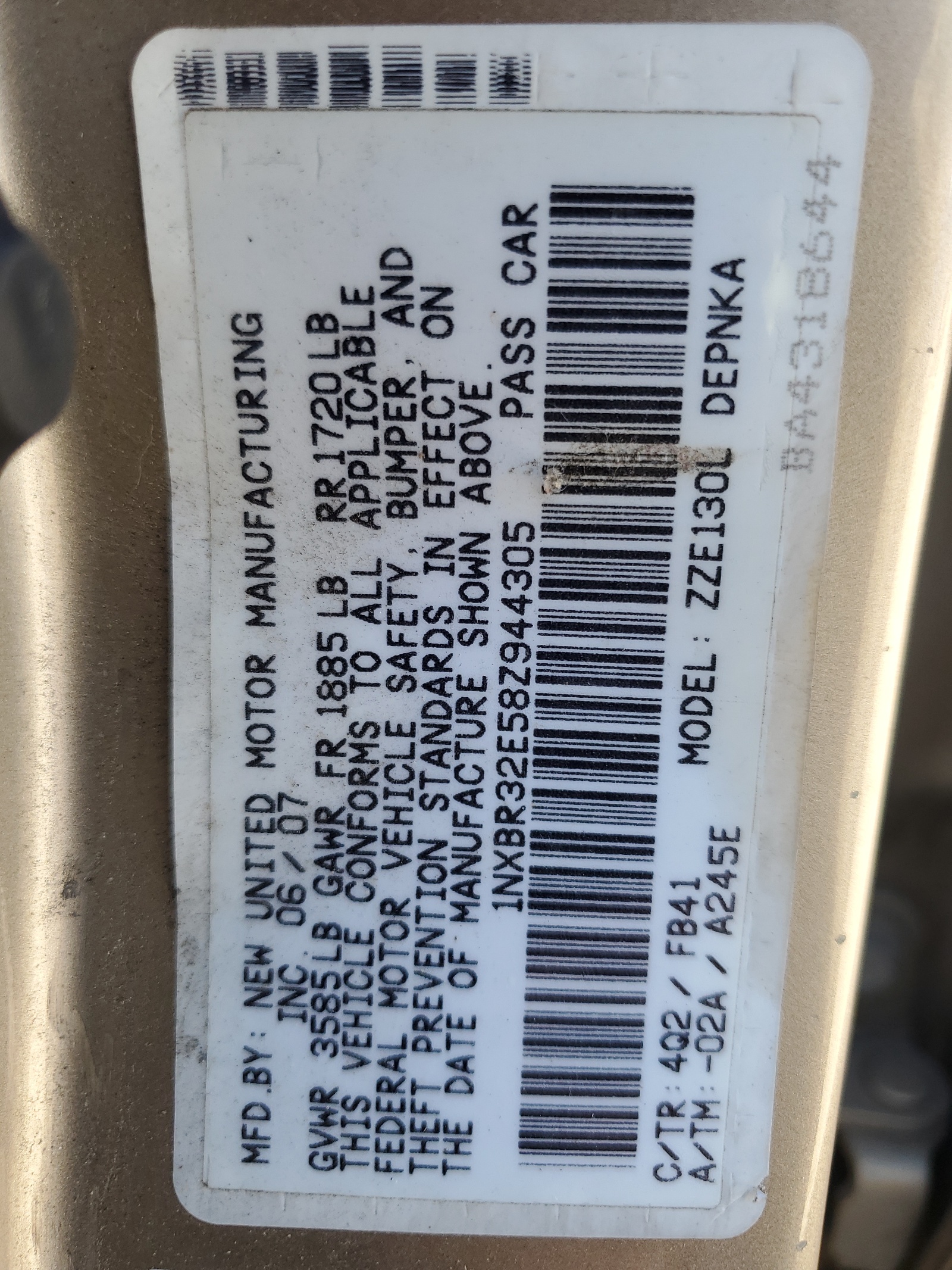 1NXBR32E58Z944305 2008 Toyota Corolla Ce